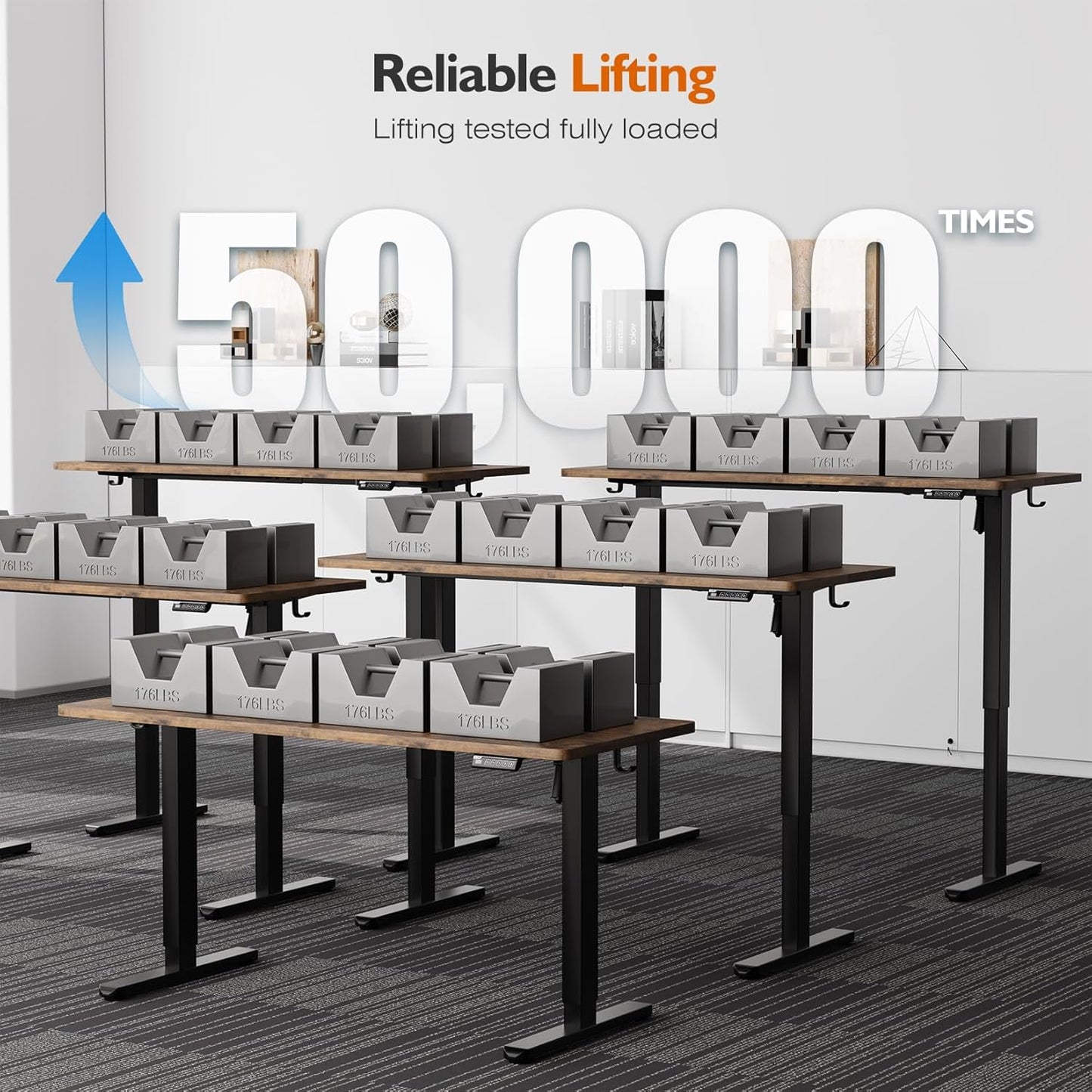 55" Electric Standing Desk,Height Adjustable Home Office Sit Stand up Computer PC Table,Tall Standup Workstation, Gaming, Writing, Study,Bedroom Rising Desks with Two-Piece Desktop,Brown