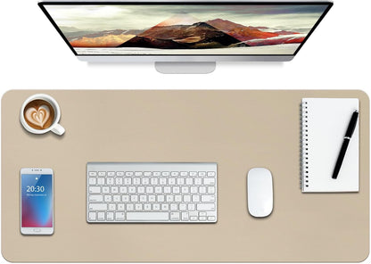 Leather Desk Mat,Desk Pad,Desktop Mat,Waterproof Mat for Desktop, Keyboard and Mouse,Leather Mouse Pad Protector Office Home,30"X 14"(M-Beige)