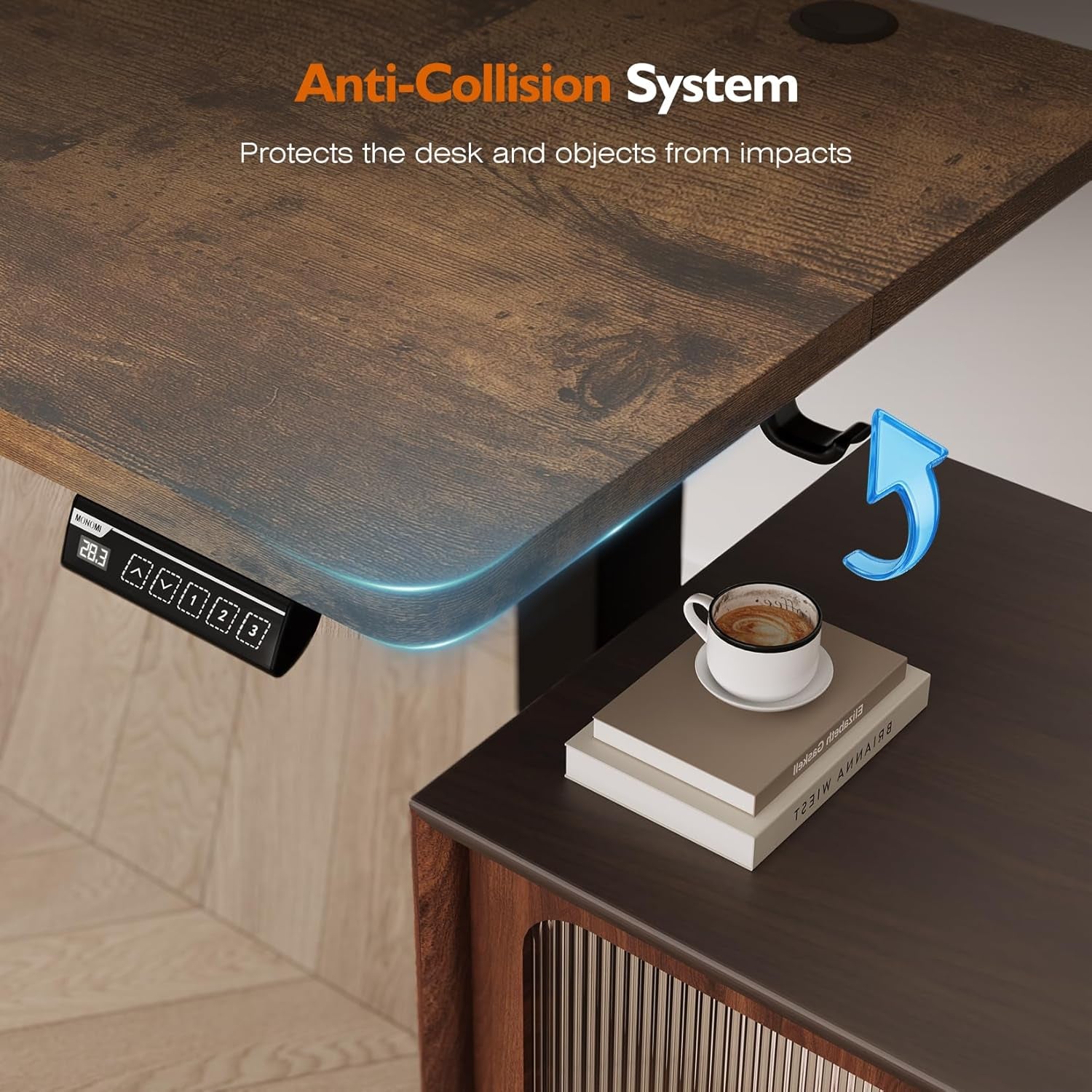 55" Electric Standing Desk,Height Adjustable Home Office Sit Stand up Computer PC Table,Tall Standup Workstation, Gaming, Writing, Study,Bedroom Rising Desks with Two-Piece Desktop,Brown